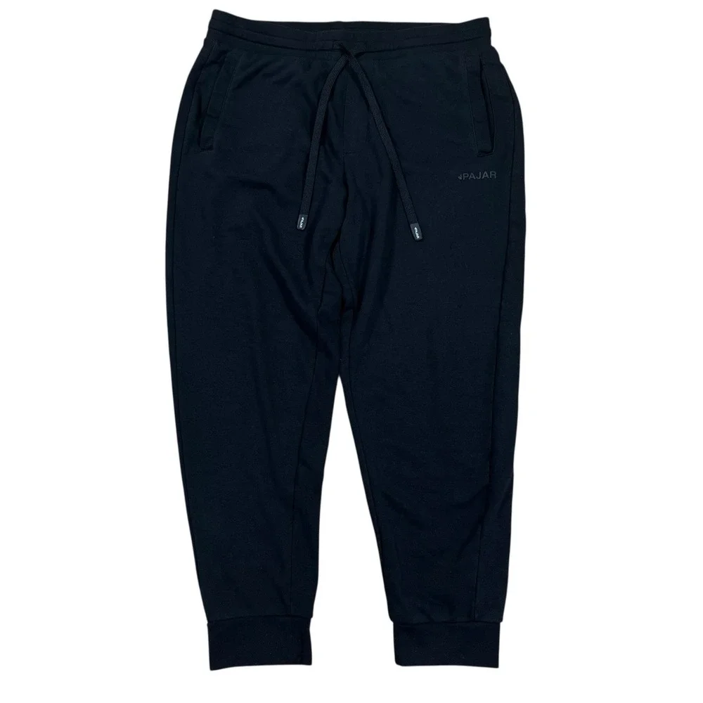 Pajar Canada Terry Cloth Sweatpants Mens M Black Soft Pockets Drawstring Cozy